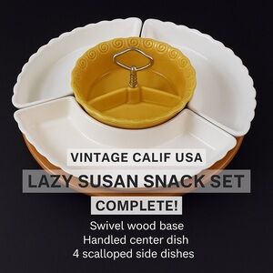 Vintage Calif USA 267 Pottery Lazy Susan - Complete